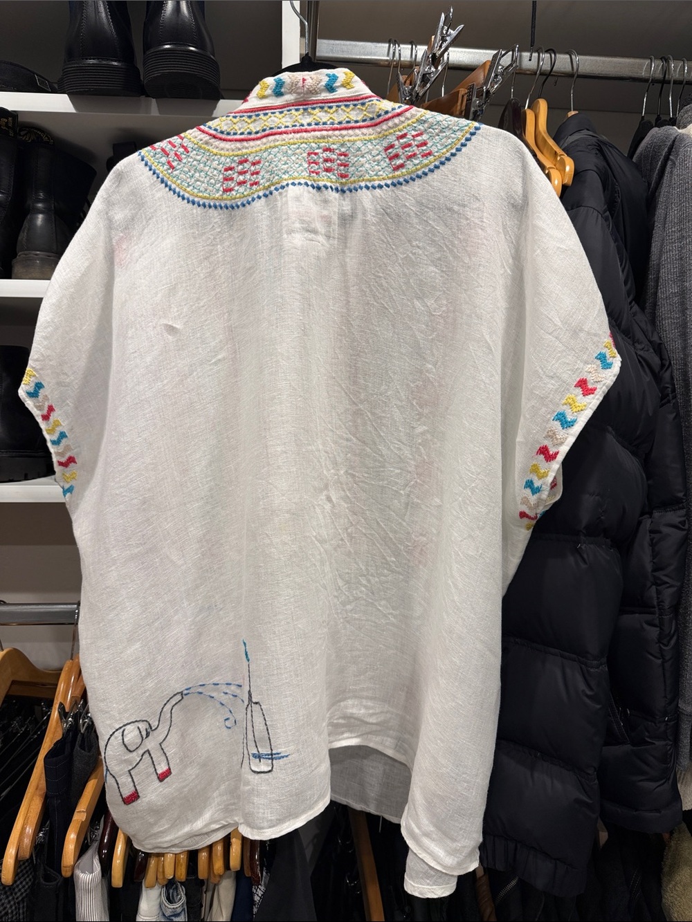 RARE Johnny Was Nandi White Linen Embroidered Tunic Blouse SIZE L - Picture 7 of 8